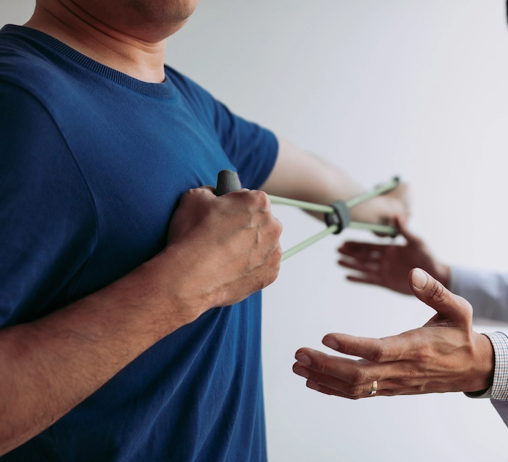 a chiropractor leading his patient